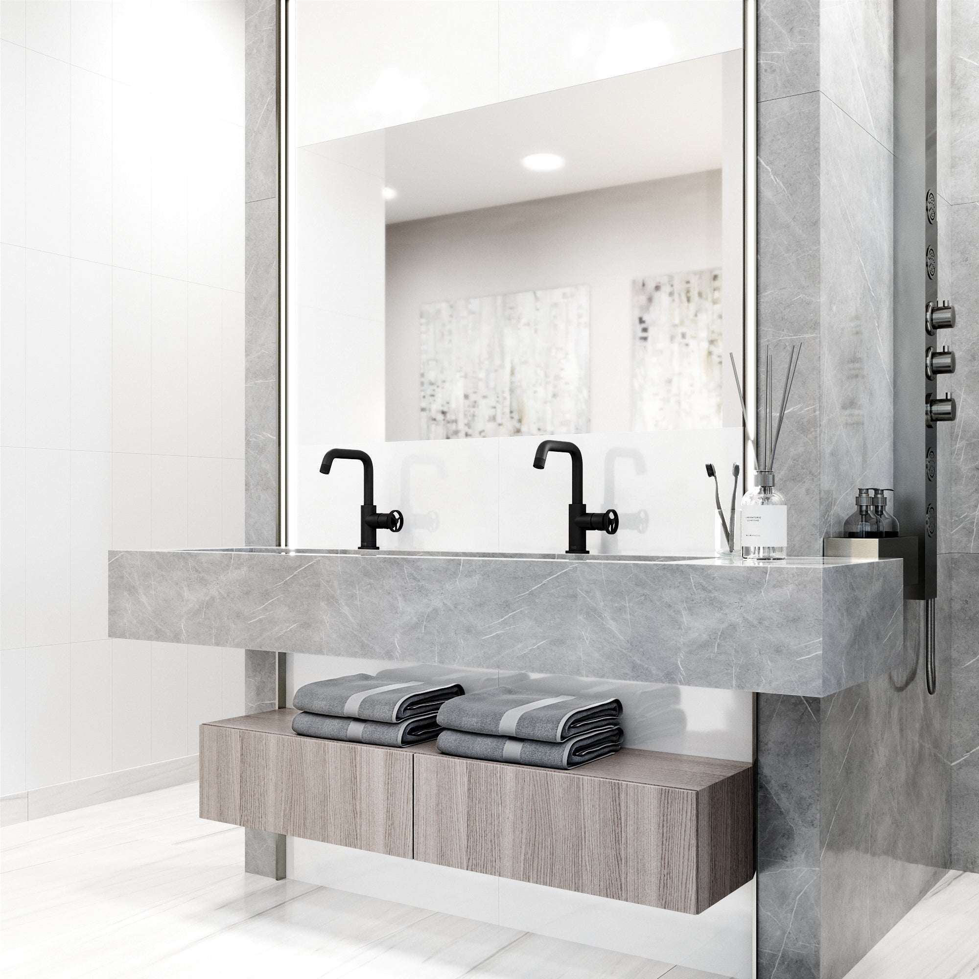 VIGO - Cass Single Hole Bathroom Faucet with Knurled Wheel Handle In Matte Black Model# VG01047MB