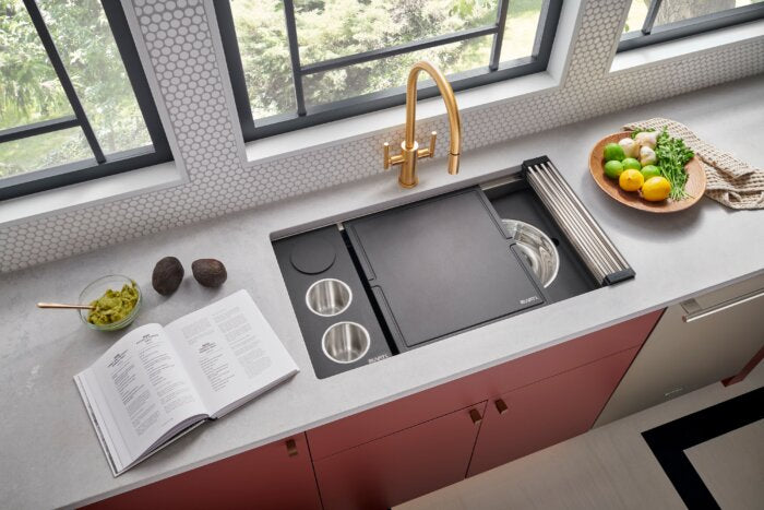 Dual-Tier Nova Model: RVH8254 Ruvati 33-inch Workstation Dual Tier Nova Double Bowl Low Divide Undermount Stainless Steel Kitchen Sink – RVH8254
