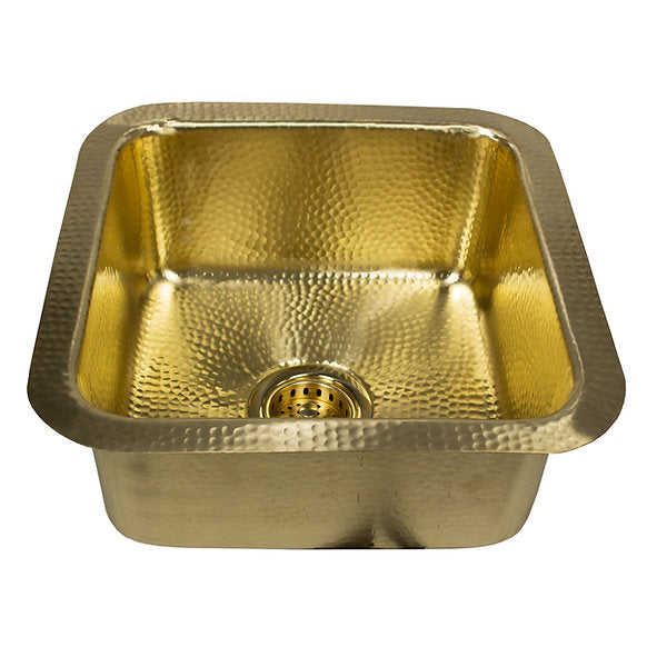 Nantucket Sinks - Matte Finish Hammered Brass Square Dual-mount Bar Sink Model #SQRB-7MF