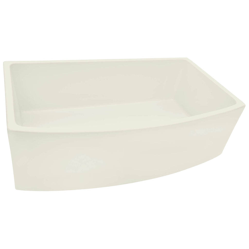 Fiamma Model: RVL2398BS Ruvati 33 inch Fireclay White Farmhouse Kitchen Sink Bow Front Curved Apron Single Bowl – RVL2398BS