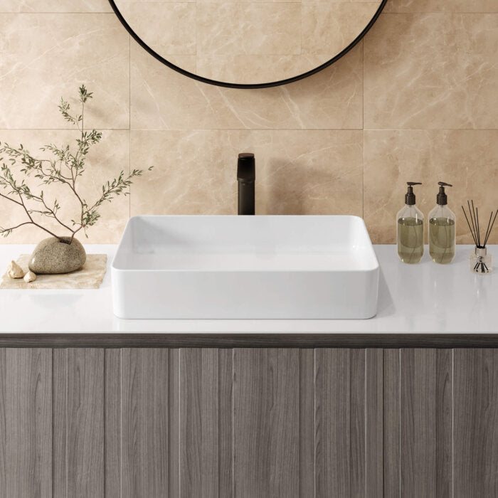 Vista Model: RVB2416 Ruvati 24 x 16 inch Bathroom Vessel Sink White Rectangular Above Counter Porcelain Ceramic – RVB2416