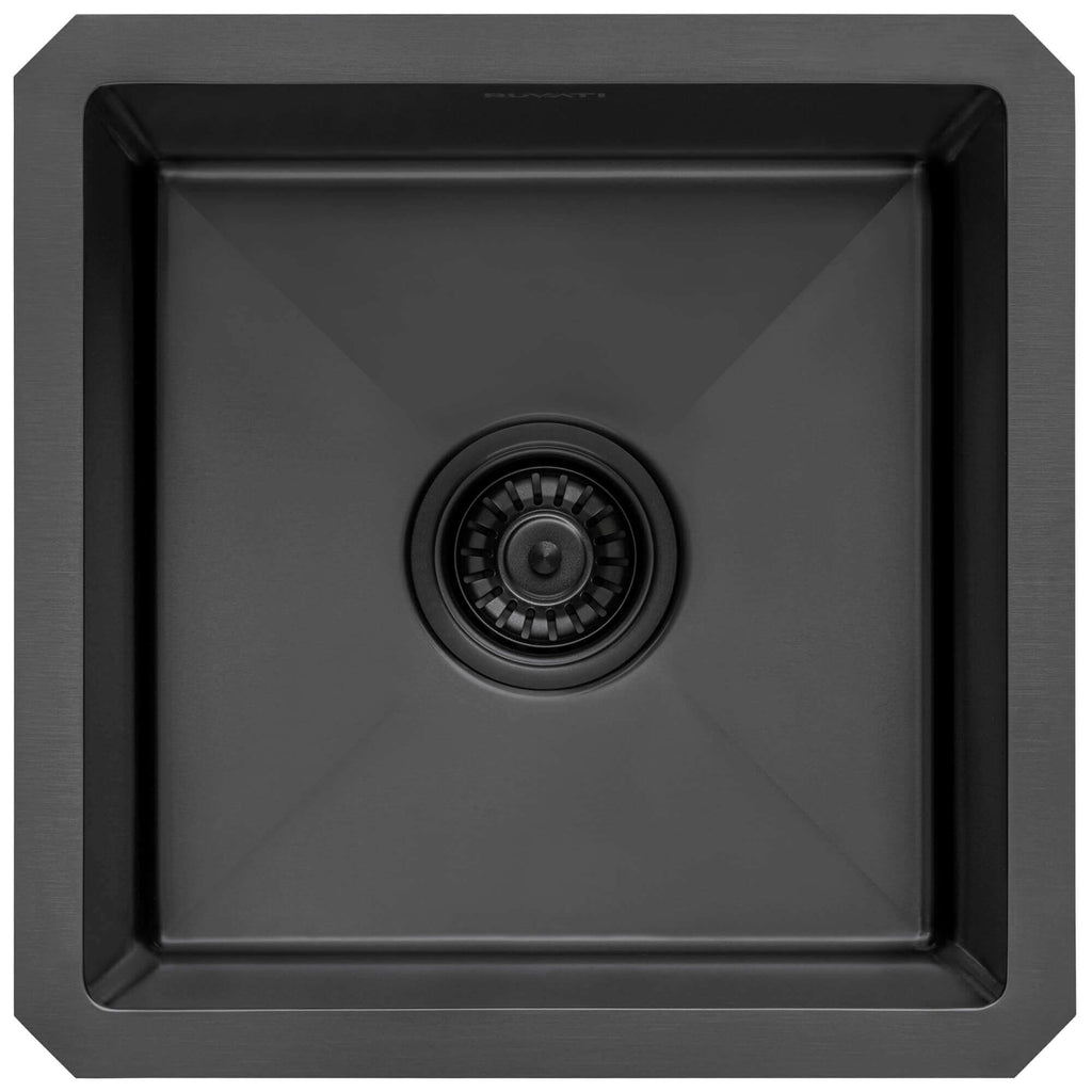 Terraza Ruvati 15" Gunmetal Black Stainless Steel Undermount Bar Prep 16 Gauge Kitchen Sink – Model# RVH7015BL