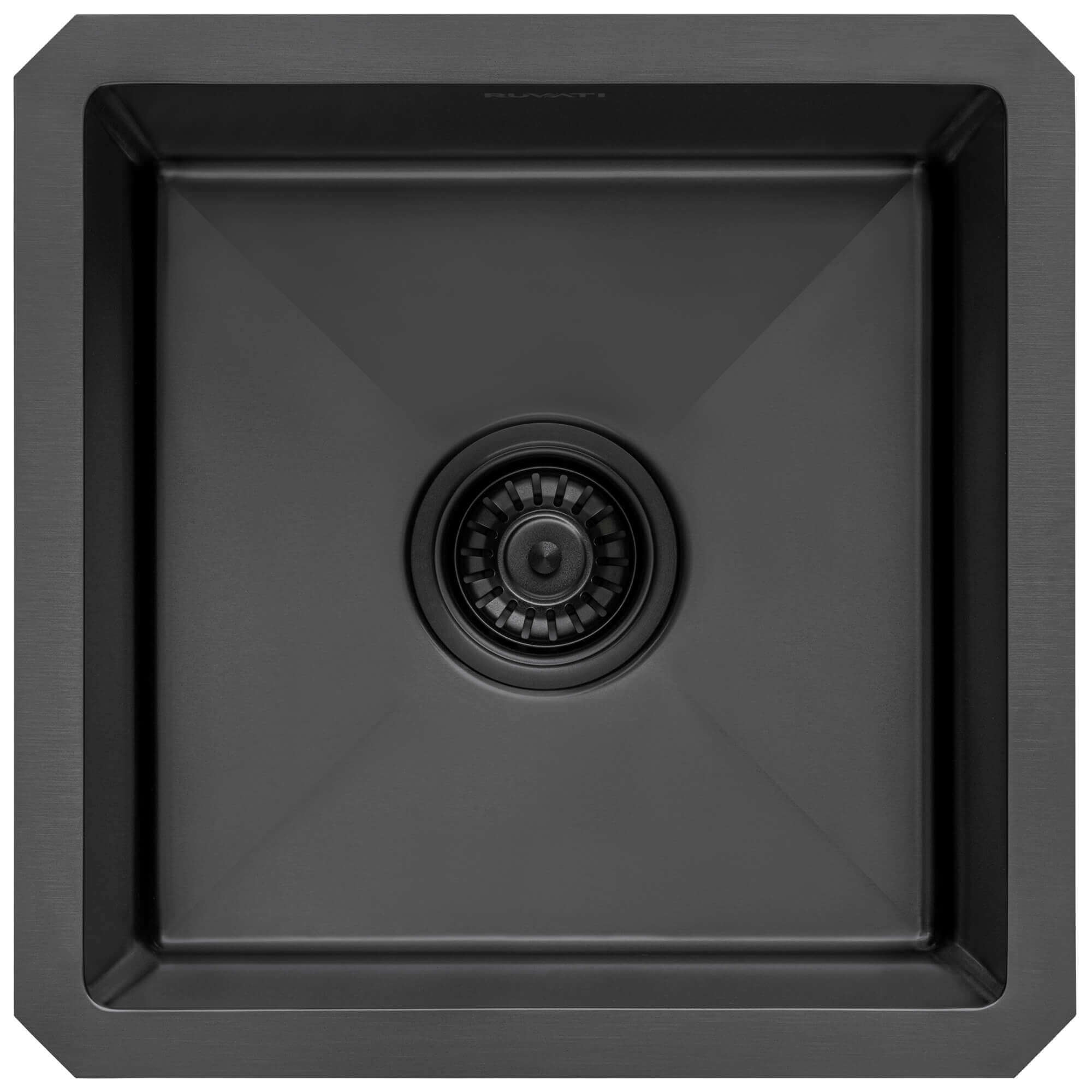Terraza Ruvati 15" Gunmetal Black Stainless Steel Undermount Bar Prep 16 Gauge Kitchen Sink – Model# RVH7015BL