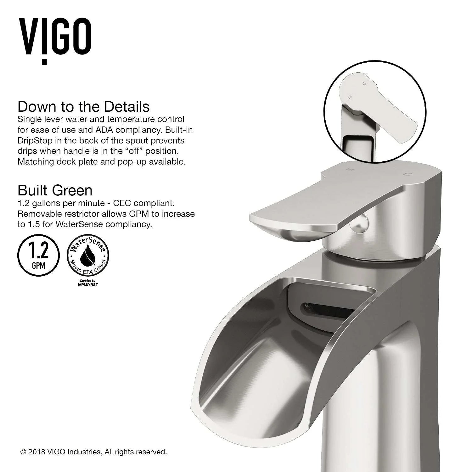 VIGO - Paloma Single Hole Single Handle Open Front Bathroom Faucet In Brushed Nickel Model# VG01041BN