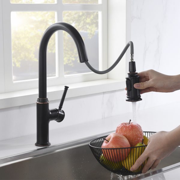 Single Handle Pull-Down 1 Hole Kitchen Faucet in Oil Rubbed Bronze Model# KSK1124RB