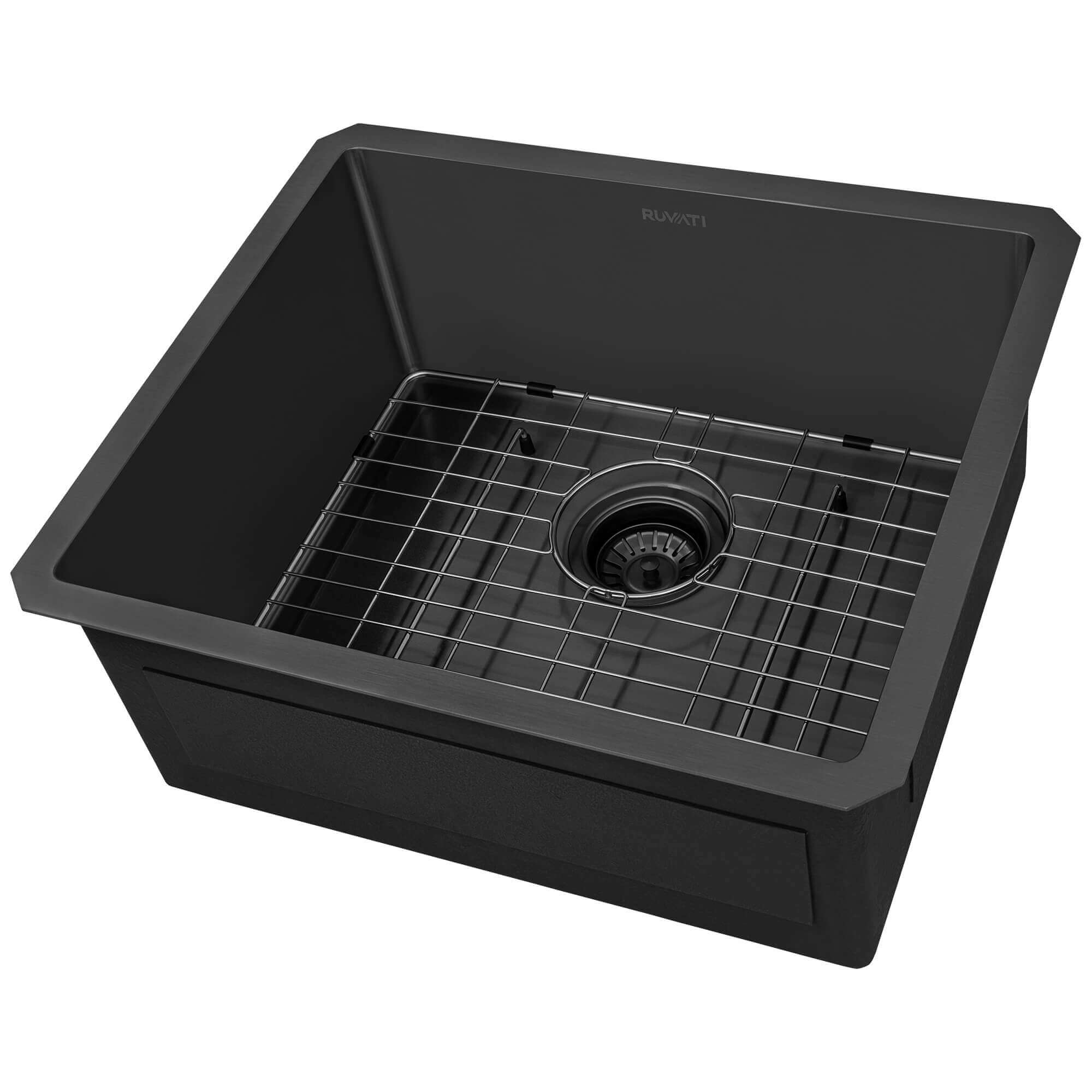 Terraza Ruvati 21-inch Gunmetal Black Stainless Steel Undermount Bar Prep Kitchen Sink – Model# RVH7121BL