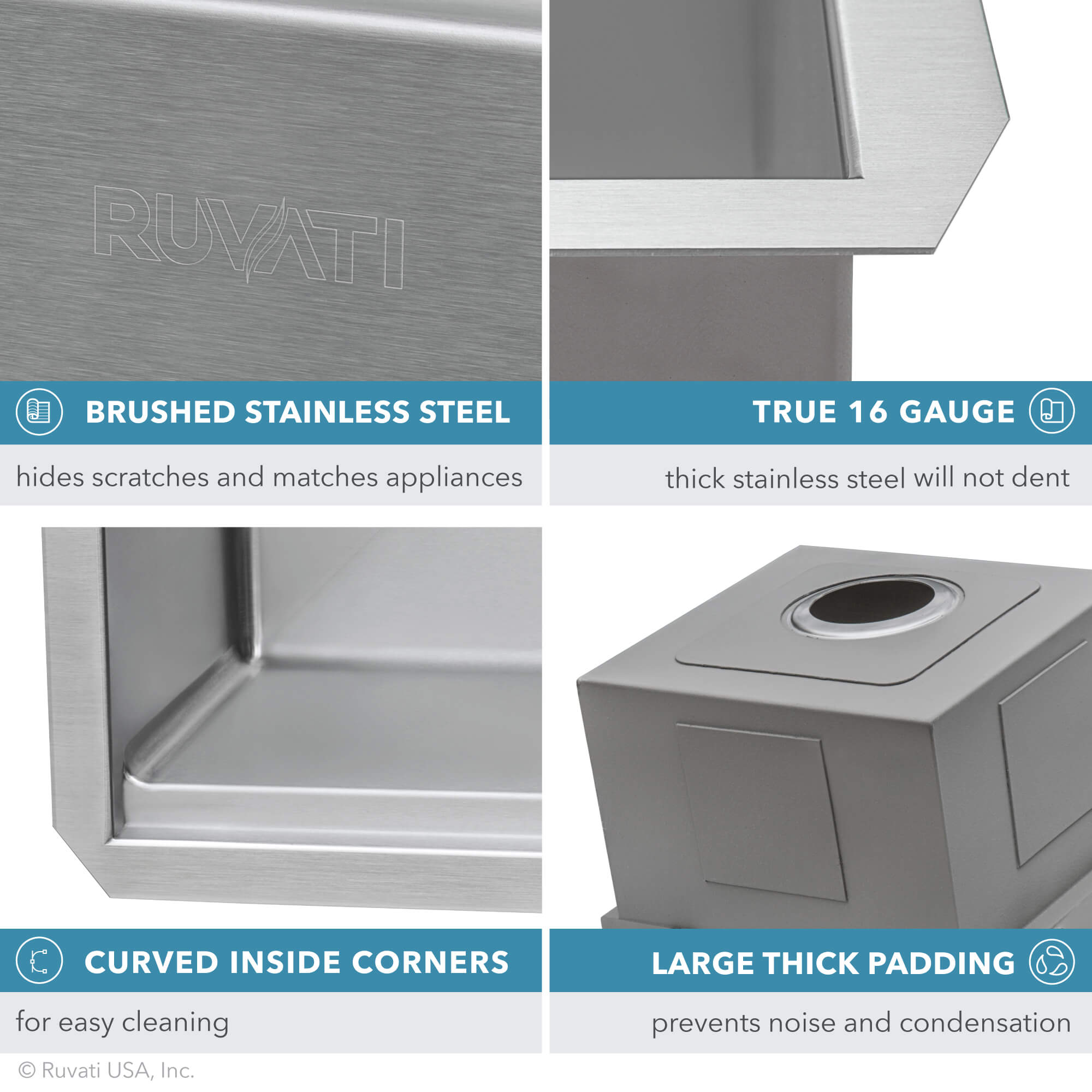Roma Pro Ruvati 27-inch Workstation Rounded Corners Undermount Ledge Kitchen Sink with Accessories – Model # RVH8327