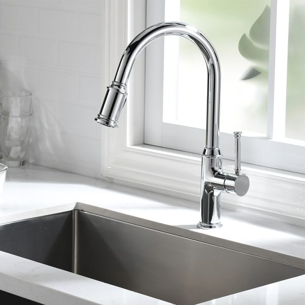Single Handle Pull-Down 1 Hole Kitchen Faucet in Chrome Model# KSK1124C