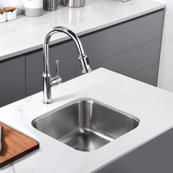 Oakland 18″ Square Undermount Stainless Steel Single Bowl Bar/Prep/Kitchen Sink Model# KSU1818B