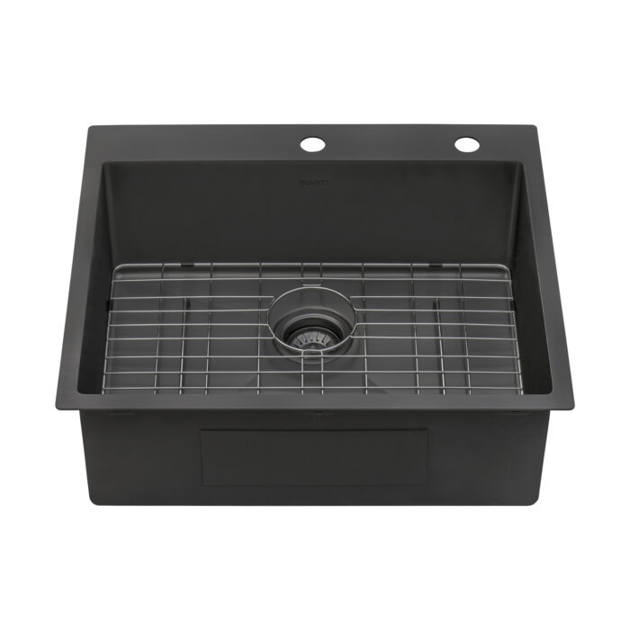 Terraza  Ruvati 25"Gunmetal Black Stainless Steel Drop-in Topmount Kitchen Sink Single Bowl – Model# RVH5007BL