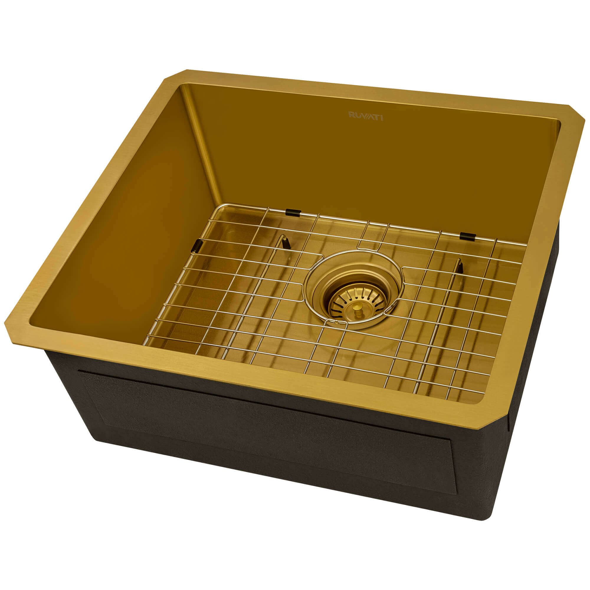 Terraza Ruvati 21-inch Matte Gold Stainless Steel Undermount Bar Prep Kitchen Sink 16 Gauge Rounded Corners Single Bowl – Model# RVH7121GG