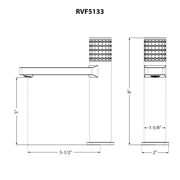 Emilio Model: RVF5133BL Ruvati Emilio Single Handle Diamond Pattern Knurled Bathroom Faucet Round in Gunmetal Black PVD – RVF5133BL