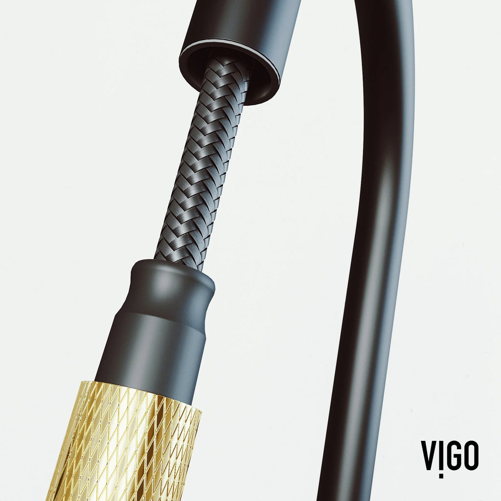 VIGO - Bristol Pull-Down Single Lever Kitchen Faucet In Matte Brushed Gold/Matte Black Model# VG02033MGMB