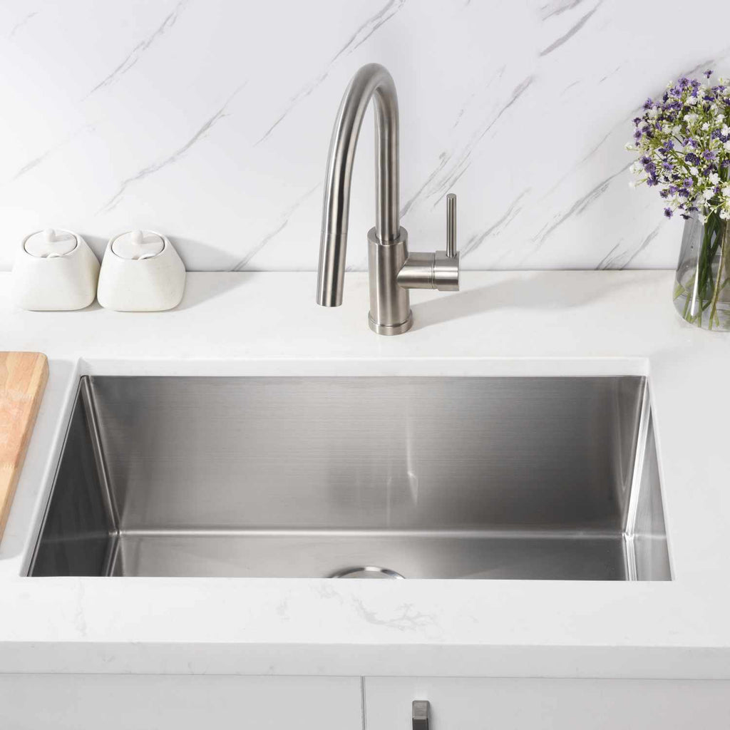 22″ Small Radius Undermount Single Bowl Stainless Steel Kitchen Sink-Model #KSH22189L