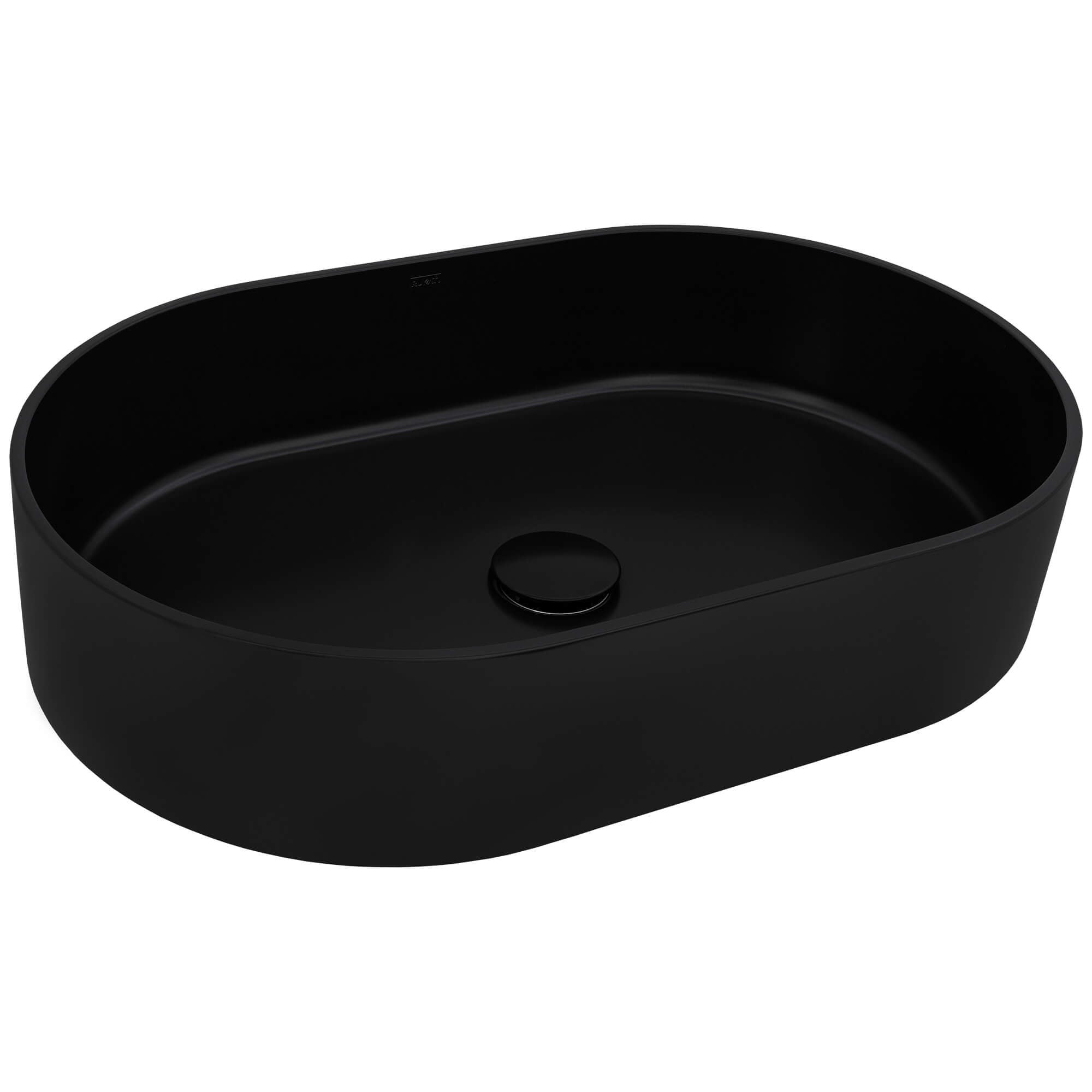Omnia Model: RVB2550BK Ruvati 23-inch Matte Black epiStone Solid Surface Modern Bathroom Vessel Sink – RVB2550BK