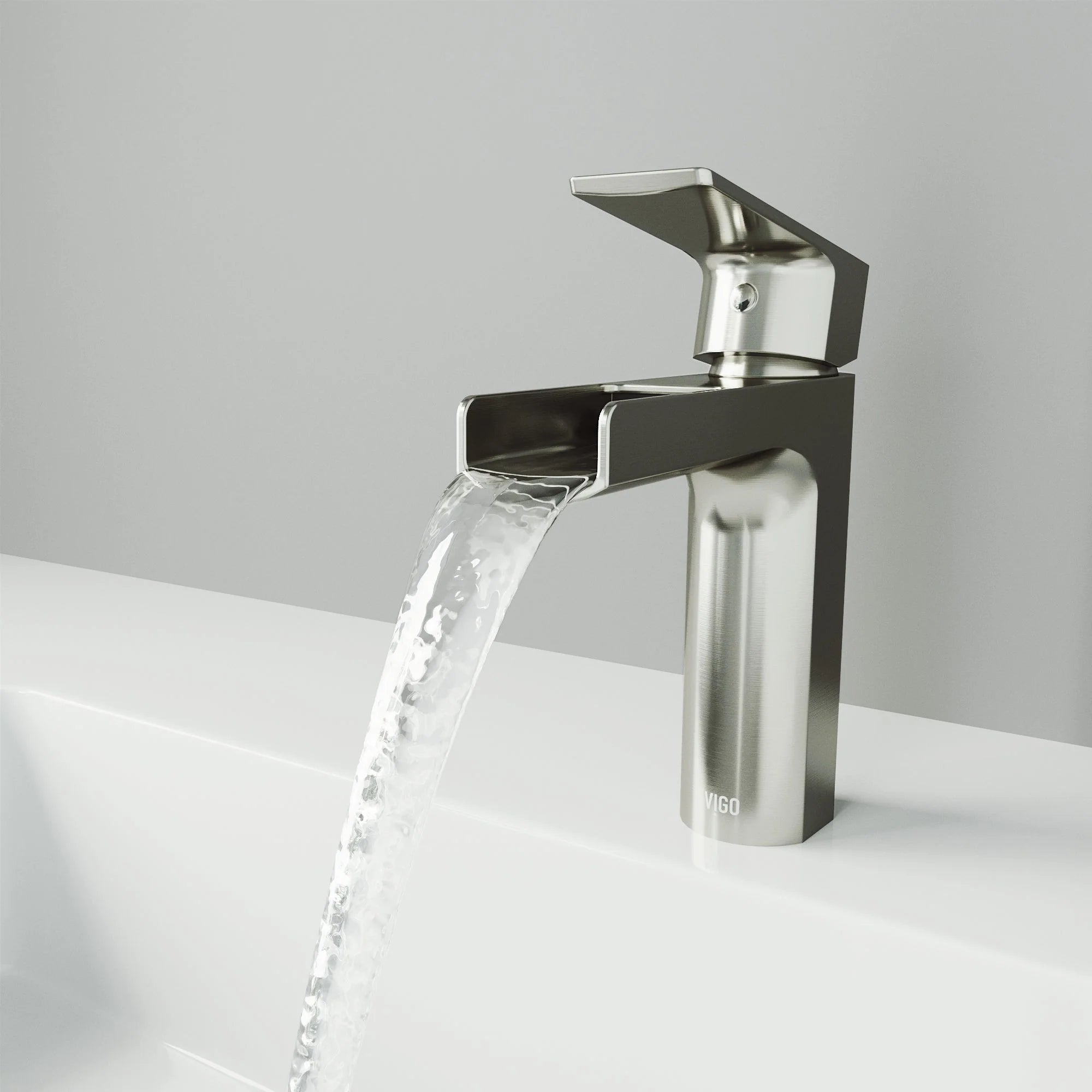 VIGO - Amada Single Hole Open Spout Bathroom Faucet In Brushed Nickel Finish Model# VG01042BN