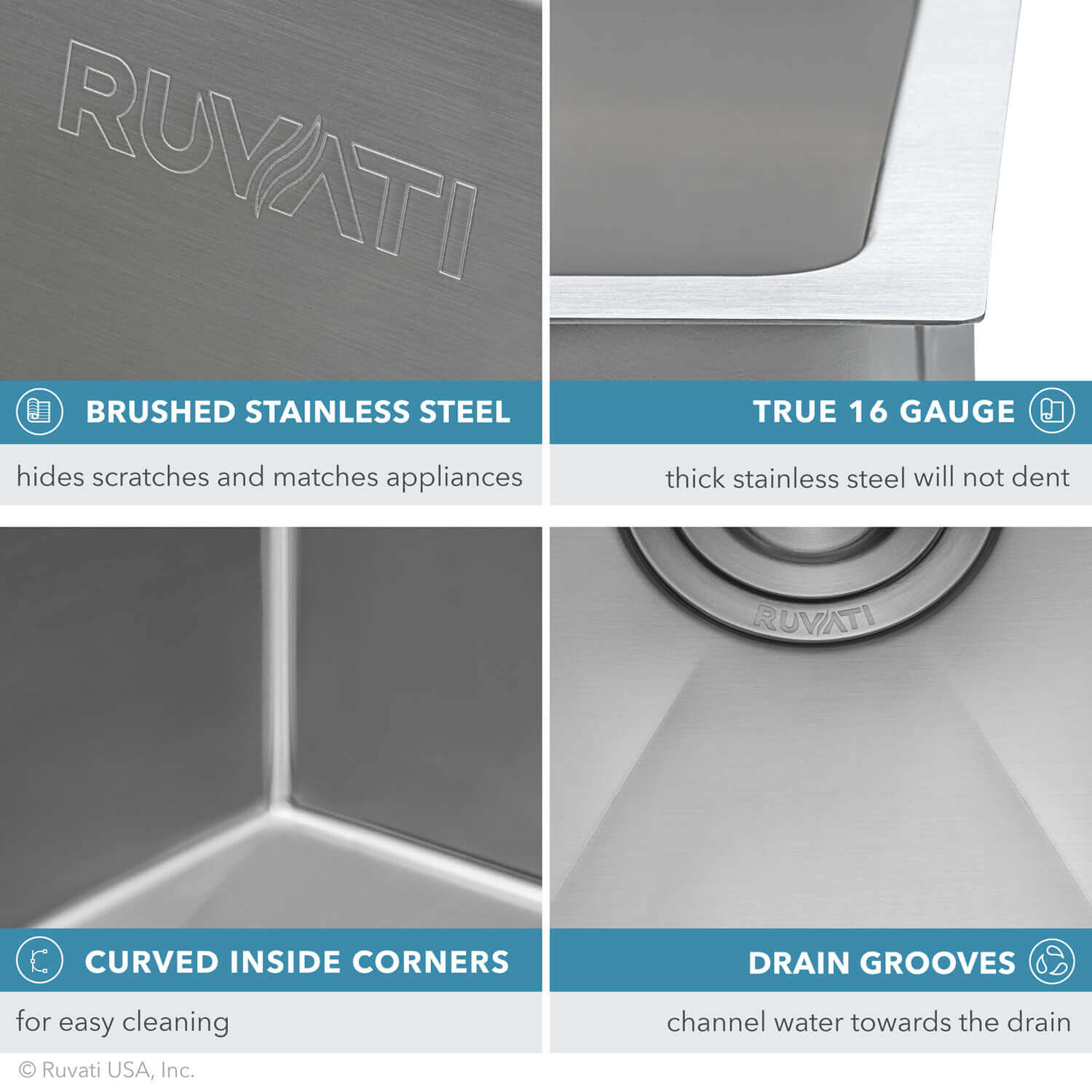 Urbana Ruvati 33-inch Low-Divide Undermount 40/60 Double Bowl 16 Gauge Rounded Corners Stainless Steel Kitchen Sink – Model# RVH7418