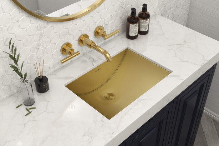 Ariaso Ruvati 30" x 14" Brushed Gold Rectangular Bathroom Sink Undermount – Model# RVH6120GG