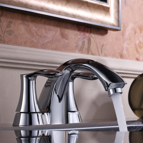 4″ Center Set Two Handles Bathroom Sink Faucet with Pop Up Drain in Chrome Model# KSB4232C