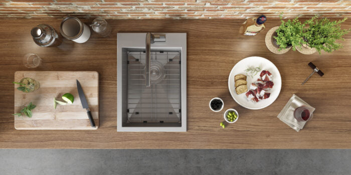 Tirana Model: RVH8110 Ruvati 15 x 20 inch Drop-in Topmount Bar Prep Sink 16 Gauge Stainless Steel Single Bowl – RVH8110