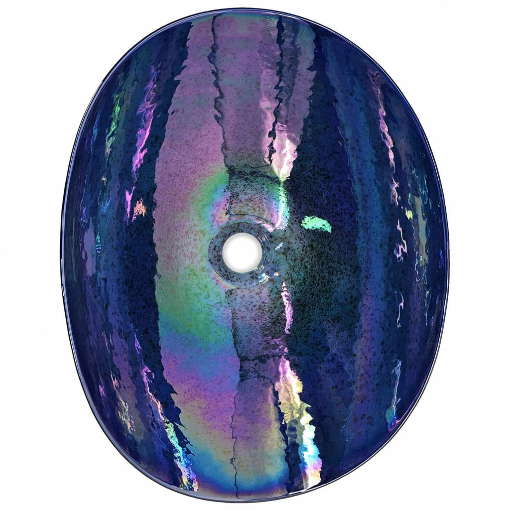 Murano Model: RVB3042 Ruvati 19 inch Murano Glass Art Vessel Seashell Decorative Pattern Bathroom sink – Celestial Blue – RVB3042