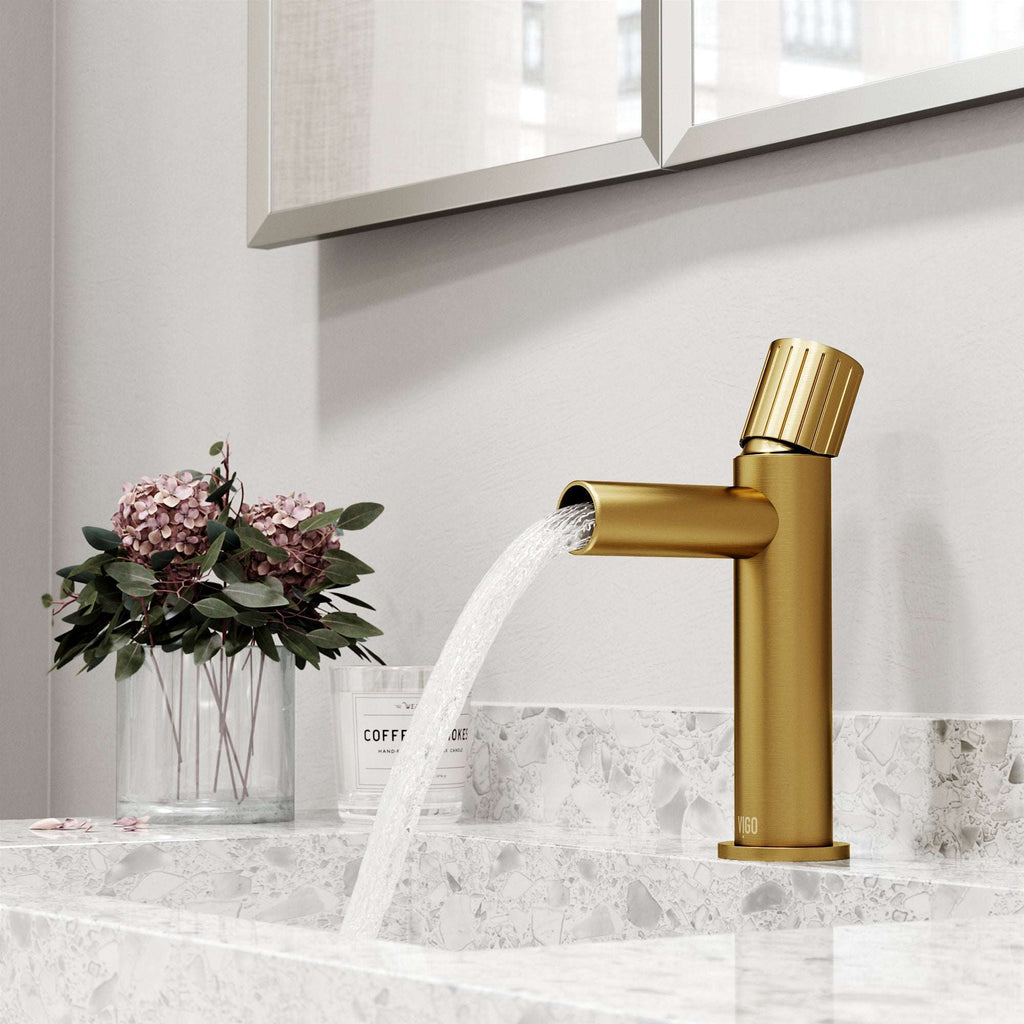 VIGO - Ashford Single Hole Bathroom Faucet In Matte Brushed Gold Model# VG01052MG