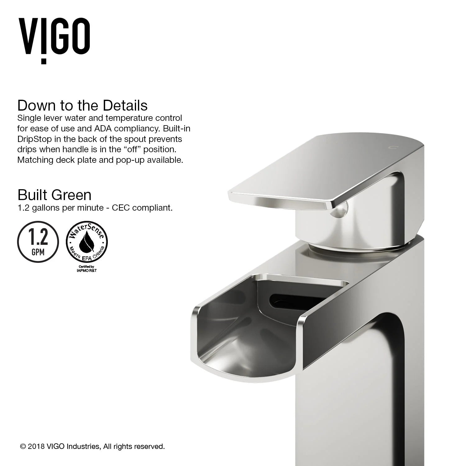 VIGO - Amada Single Hole Open Spout Bathroom Faucet In Brushed Nickel Finish Model# VG01042BN