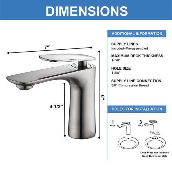 Oakland Single Handle Bathroom Sink Faucet with Pop Up Drain in Brushed Nickel Model# KSB1106BN