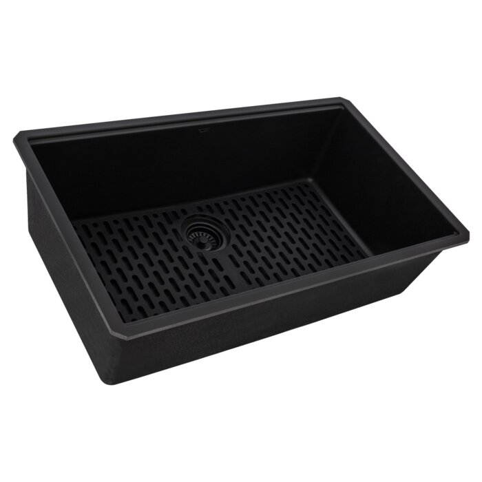 epiStage Model: RVG2306BK Ruvati 33-inch Undermount Workstation Granite Composite Quartz Kitchen Sink Matte Black – RVG2306BK