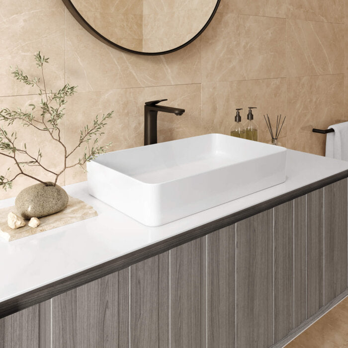 Vista Model: RVB2416 Ruvati 24 x 16 inch Bathroom Vessel Sink White Rectangular Above Counter Porcelain Ceramic – RVB2416