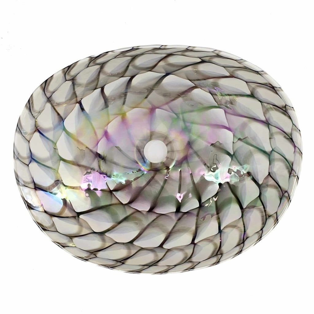 Murano Model: RVB3022 Ruvati 19 inch Murano Glass Art Vessel Seashell Decorative Pattern Bathroom Sink – Nautilus Brown – RVB3022