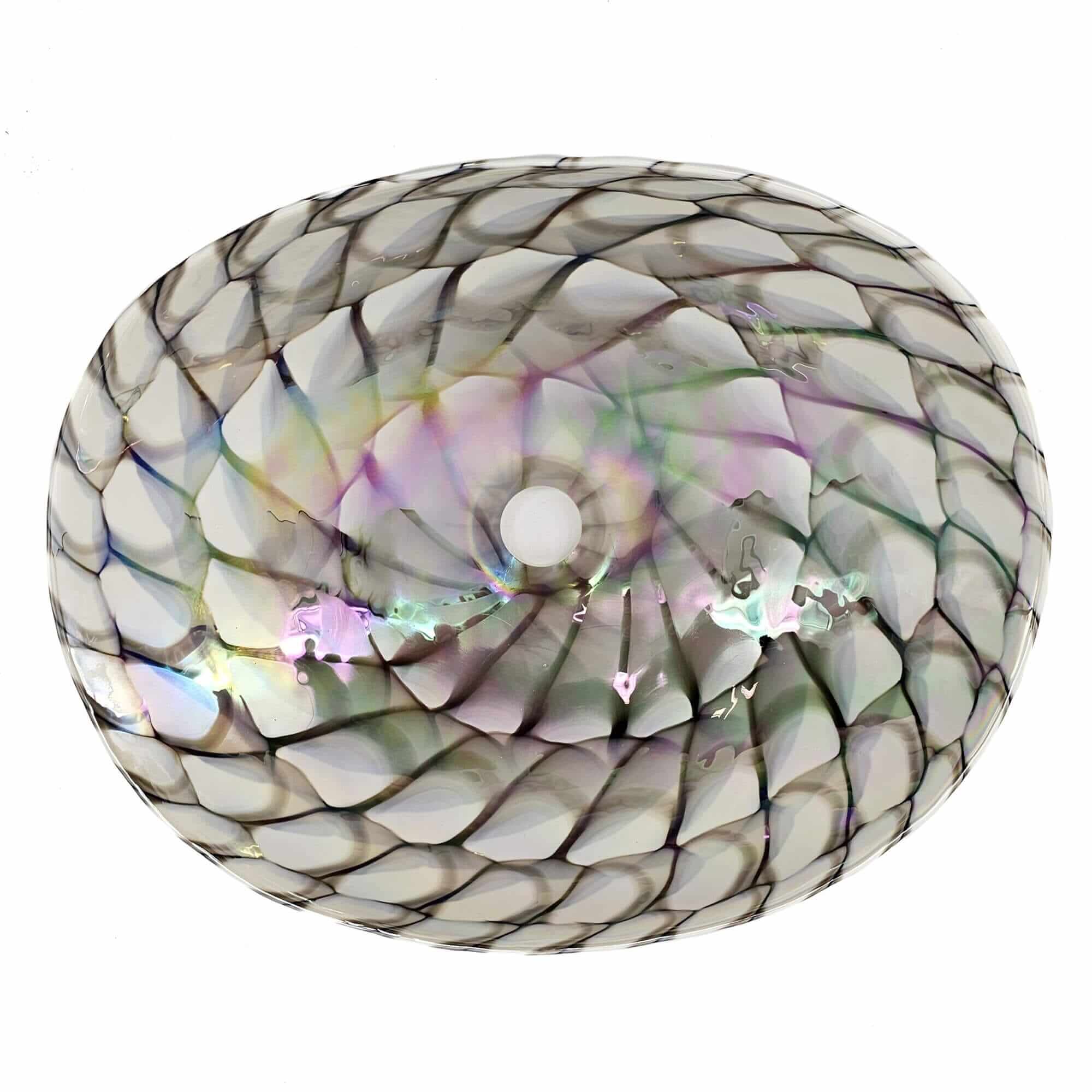 Murano Model: RVB3022 Ruvati 19 inch Murano Glass Art Vessel Seashell Decorative Pattern Bathroom Sink – Nautilus Brown – RVB3022