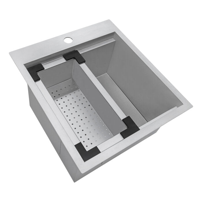 Vino Ruvati 18" x 20" RV Camper Van Workstation Drop-in Topmount Bar Prep Tiny Home Sink Stainless Steel – Model # RVH8218