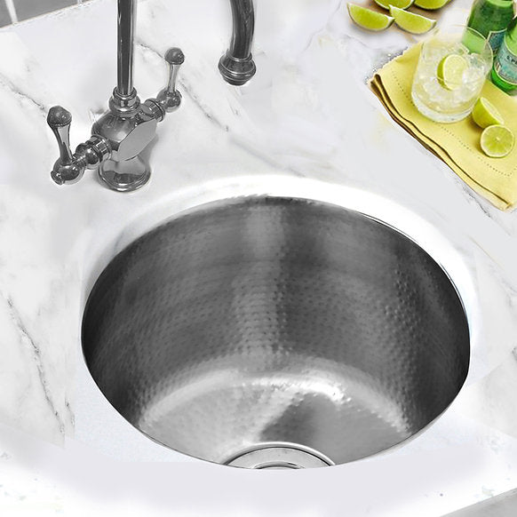 Nantucket Sinks -15" Hand Hammered Round Stainless Steel Bar/Prep Sink Model# RS15-SSMF