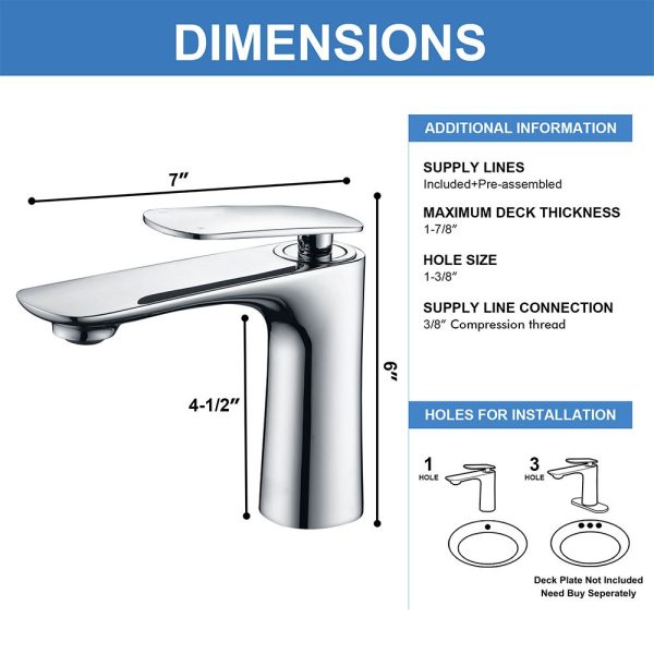Oakland Single Handle Bathroom Sink Faucet with Pop Up Drain in Chrome Model# KSB1106C