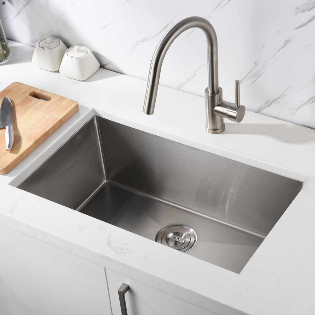 22″ Small Radius Undermount Single Bowl Stainless Steel Kitchen Sink-Model #KSH22189L