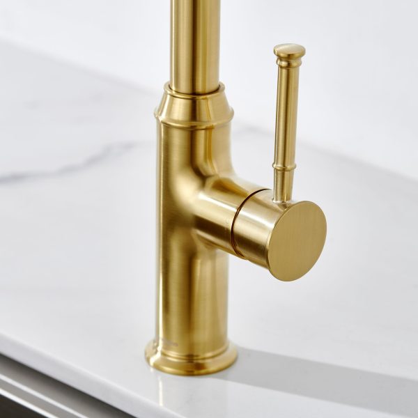 Single Handle Pull-Down 1 Hole Kitchen Faucet in Satin Gold Model# KSK1124SG