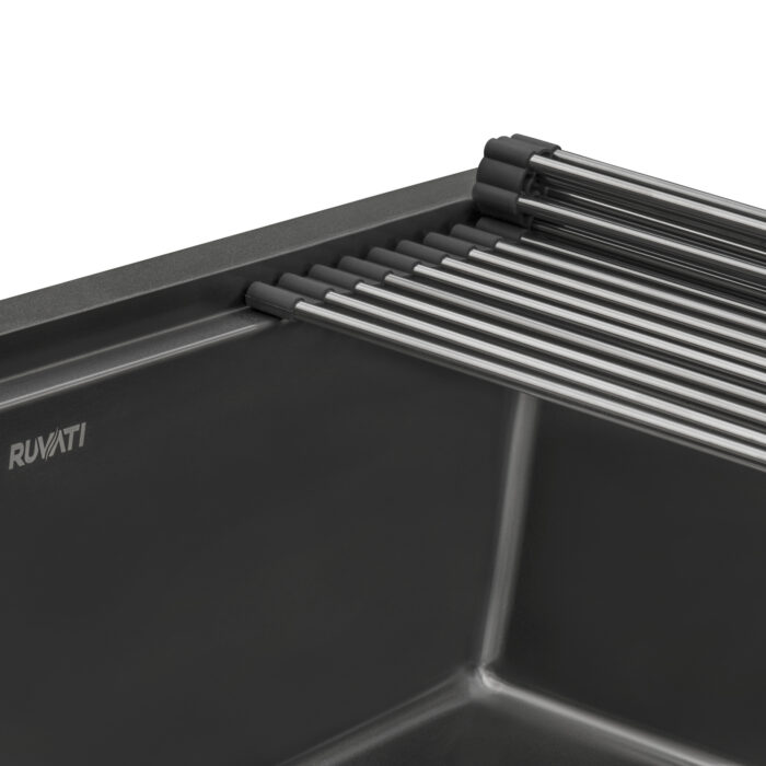 Giana Ruvati 27" Gunmetal Black Stainless Steel Workstation Undermount Kitchen Sink Single Bowl – Model# RVH6527BL