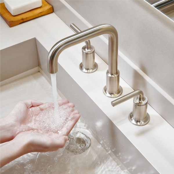 Oakland Wide Spread 3 Hole Bathroom Sink Faucet with Pop Up Drain in Brushed Nickel Model# KSB8236BN