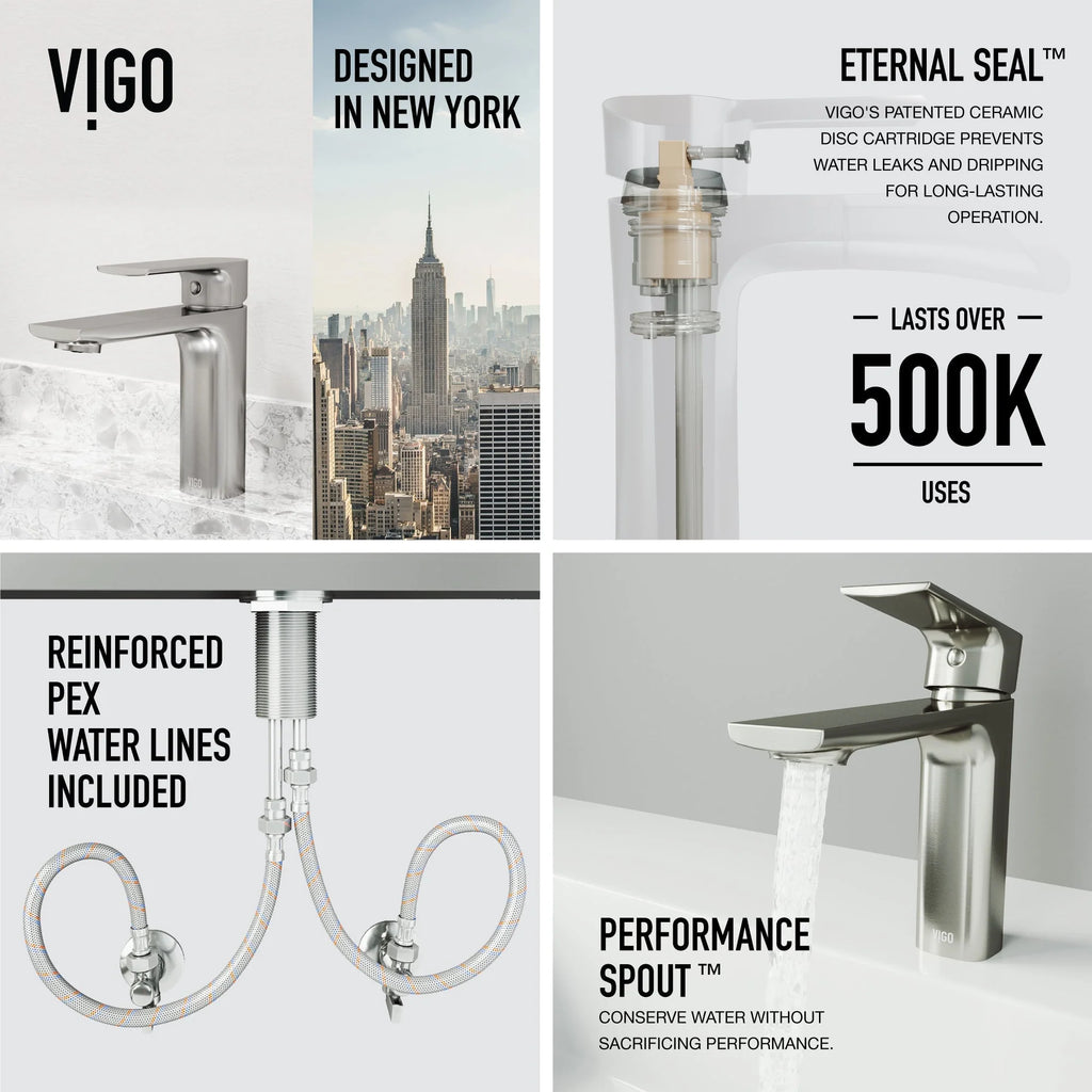 VIGO - Davidson Single Hole Single Lever Bathroom Faucet In Brushed Nickel Model# VG01043BN