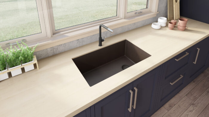 epiGranite Model: RVG2033ES Ruvati 32 x 19 inch epiGranite Undermount Granite Composite Quartz Single Bowl Kitchen Sink – Espresso Brown – RVG2033ES