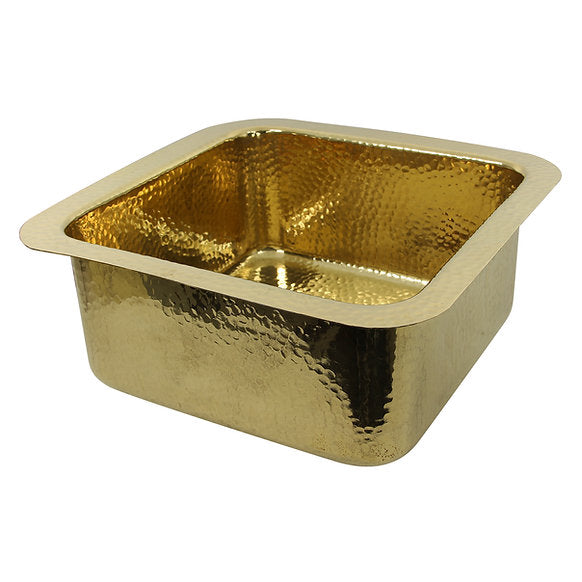 Nantucket Sink Hammered Brass Square Undermount Bar Sink Model# SQRB-7