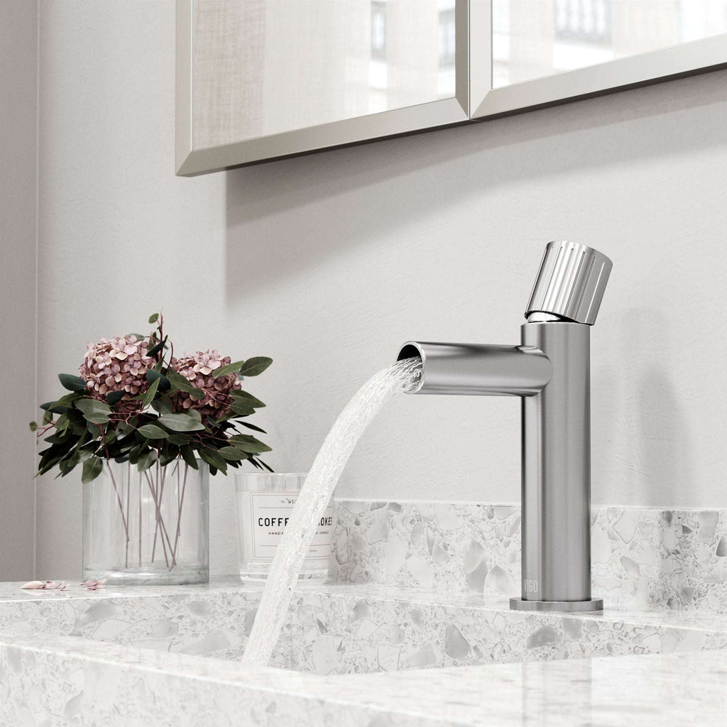 VIGO - Ashford Single Hole Bathroom Faucet In Brushed Nickel Model# VG01052BN