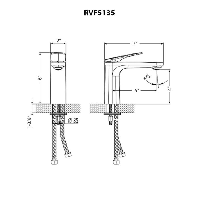 Este Model: RVF5135BN Ruvati Este Single Handle Modern Bathroom Vanity Faucet in Stainless Steel Brushed Nickel – RVF5135BN