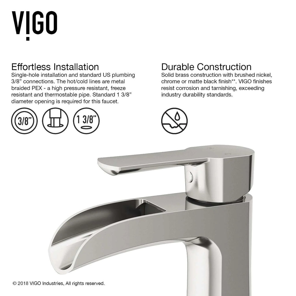 VIGO - Paloma Single Hole Single Handle Open Front Bathroom Faucet In Brushed Nickel Model# VG01041BN