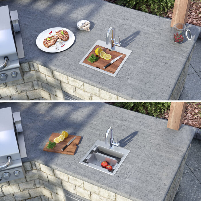 Vino Ruvati 15 x 15"Workstation Drop-in Topmount Bar Prep RV Sink 16 Gauge Stainless Steel – Model # RVH8215