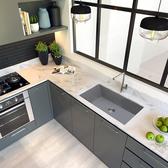 Nantucket Sinks -33" Undermount Granite Composite Sink In Titanium Color Model# PR3320-TI-UM