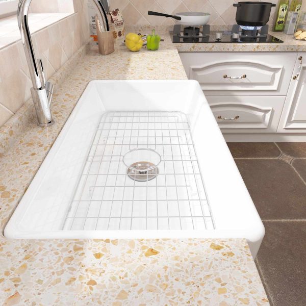 Oakland 36″ Single Bowl Porcelain Apron Farm Sink in White Model # KPF3620W-CB