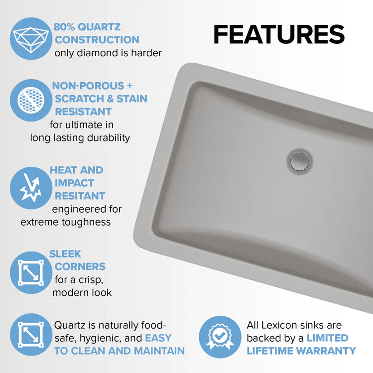 Lexicon Platinum V214 Quartz Composite Rectangle Vanity Sink Model# V214