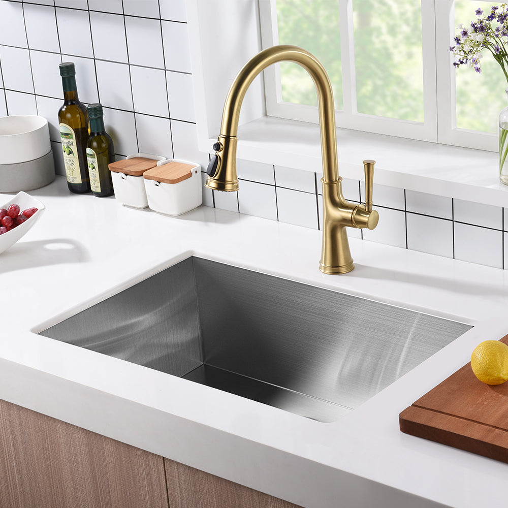 27″ Zero Radius Undermount Single Bowl Stainless Steel Kitchen Sink - Model #KSH27189S